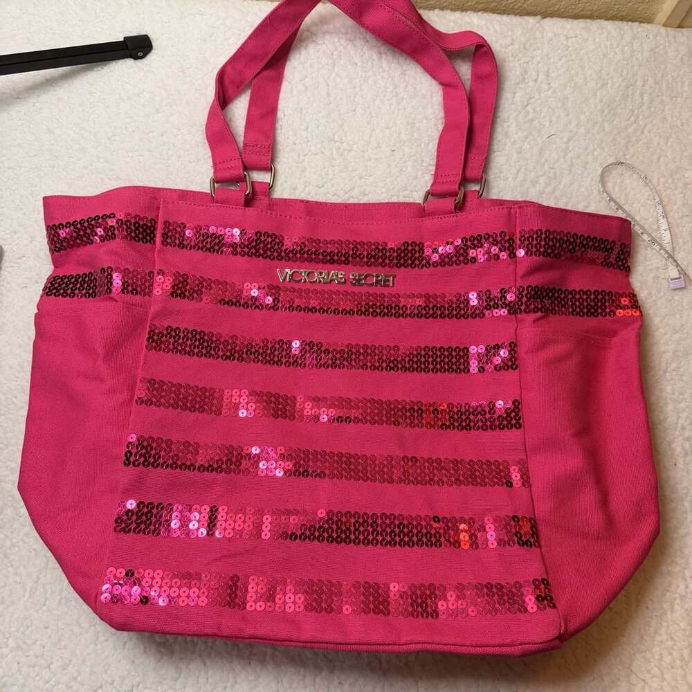 Victoria's Secret Pink Sequin Canvas Tote Bag